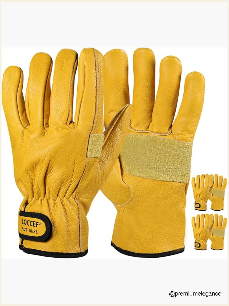 Cowhide Leather Work Gloves - 2 Pairs, Touchscreen, Winter Warmth